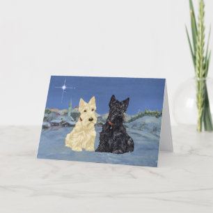 Weizenfarbene schwarze Scotties Weihnachten