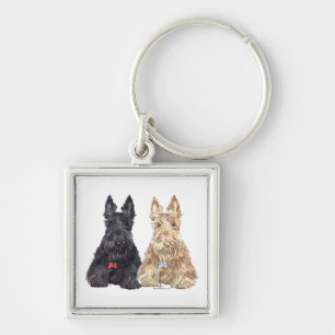 Weizenfarbene und schwarze Scottie-Hunde Schlüsselanhänger