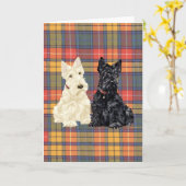 Weizenfarbene und schwarze Scottish Terriers Karte (Gelbe Blume)