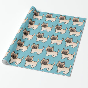 Weizenfarbener Cairn Terrier Cartoon-Hund-Muster a Geschenkpapier