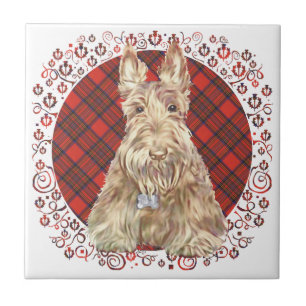 Weizenfarbener Scottie-Tartan Fliese