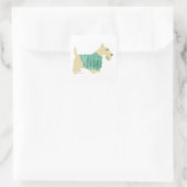 Weizenfarbener Scottish-Terrier-Pullover Quadratischer Aufkleber (Tasche)