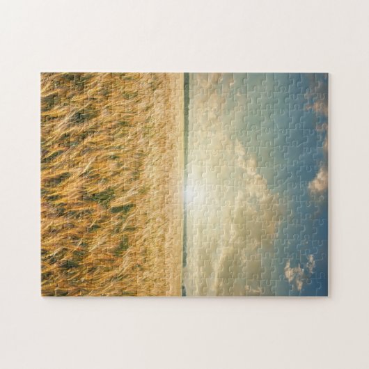 Weizenfeld bei Sonnenuntergang Puzzle (Horizontal)