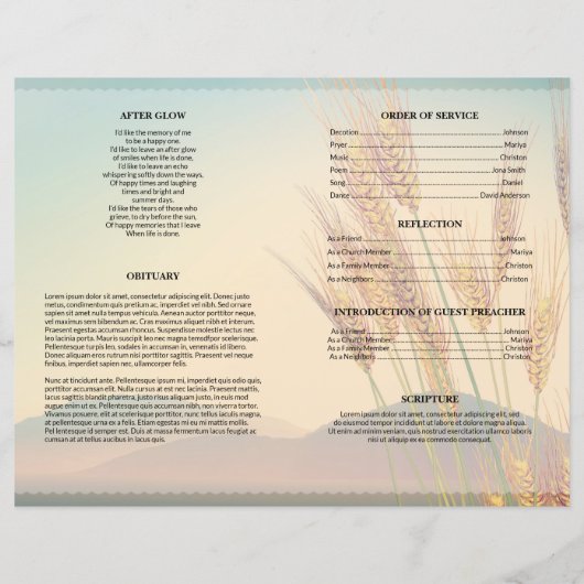 Weizenfeld-Bestattungsvorlage (Rückseite)