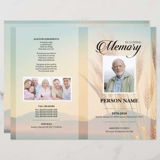 Weizenfeld-Bestattungsvorlage (Vorne/Hinten)