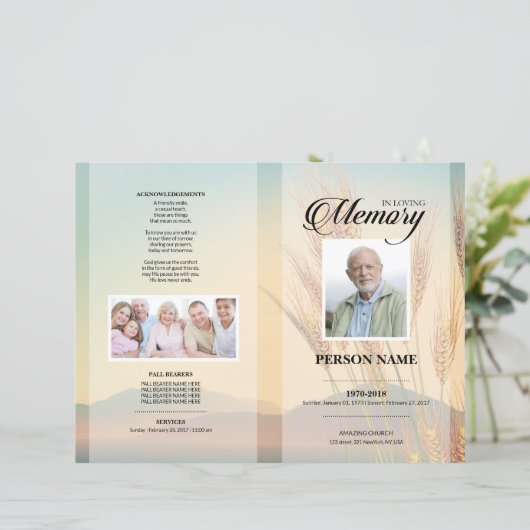 Weizenfeld-Bestattungsvorlage (Stehend Vorderseite)