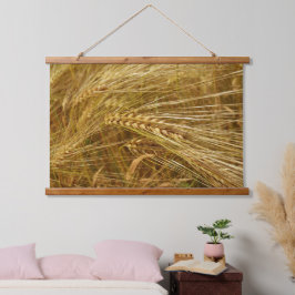 Weizenfeld. Es ist ernte Zeit! Wandteppich Mit Holzrahmen