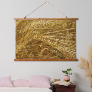 Weizenfeld. Es ist ernte Zeit! Wandteppich Mit Holzrahmen