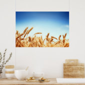 Weizenfeld gegen blauen Himmel Poster (Küche)