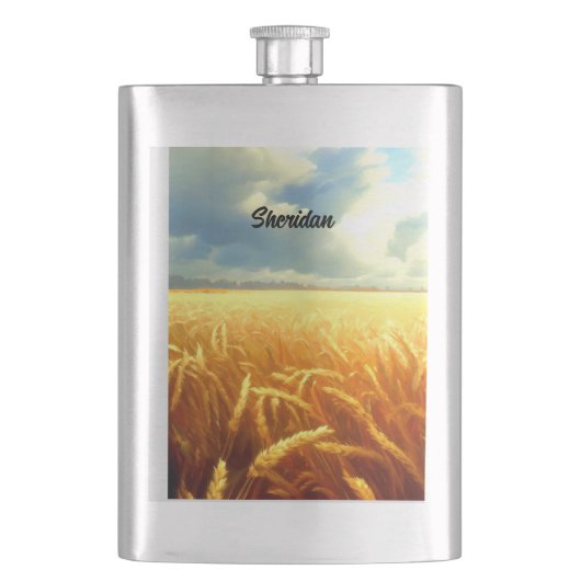 Weizenfeld im Sommer Flachmann (Vorderseite)