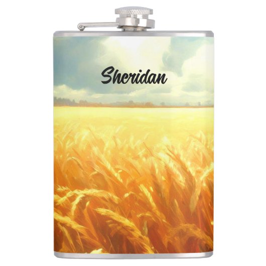 Weizenfeld im Sommer Flachmann (Vorderseite)