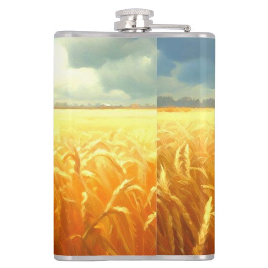 Weizenfeld im Sommer Flachmann (Rückseite)