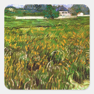 Weizenfeld in Auvers von Vincent van Gogh Quadratischer Aufkleber