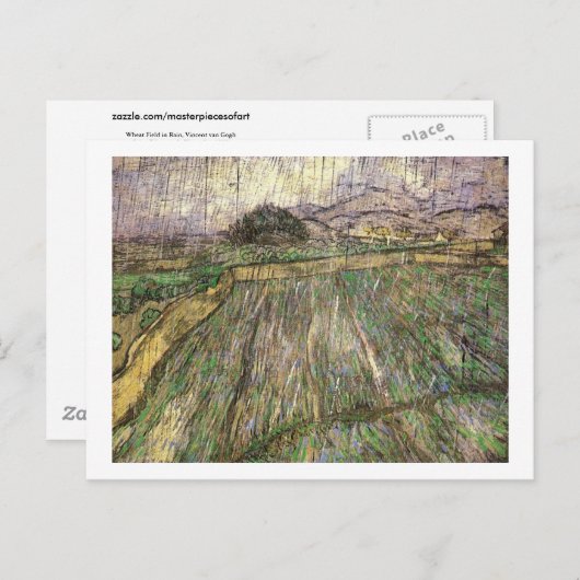 Weizenfeld in Regen (F650) Van Gogh Fine Art Postkarte (Vorne/Hinten)