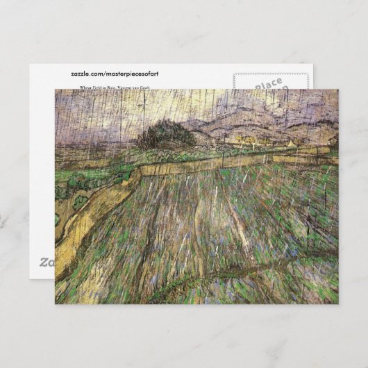 Weizenfeld in Regen (F650) Van Gogh Fine Art Postkarte (Vorne/Hinten)