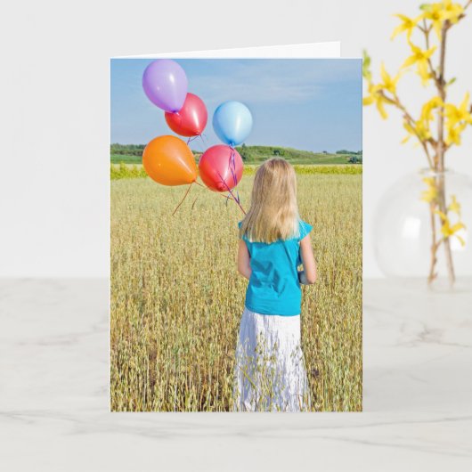 Weizenfeld mit Ballonbukett Karte (Gelbe Blume)