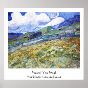 Weizenfeld mit Bergen im Hintergrund Poster