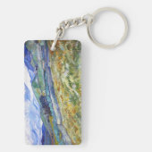 Weizenfeld mit Bergen im Hintergrund Schlüsselanhänger (Rückseite)