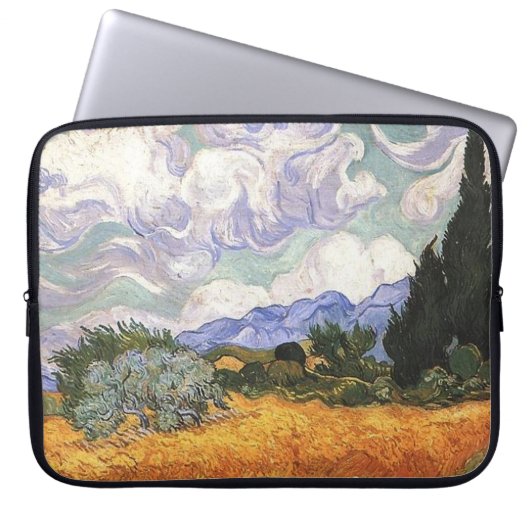 Weizenfeld mit Cypress von Van Gogh. Laptopschutzhülle (Vorderseite)