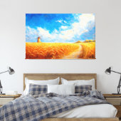 Weizenfeld mit entferntem Windrad Leinwanddruck (Insitu (Schlafzimmer))