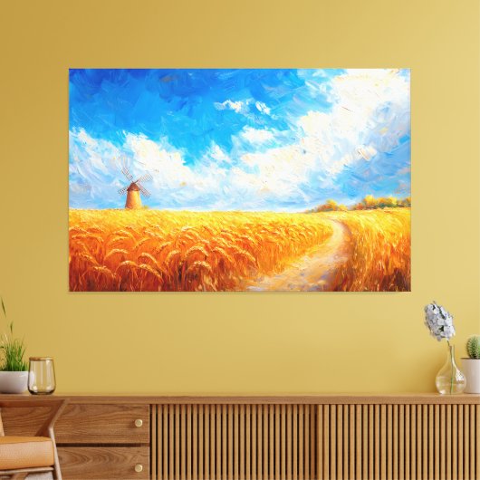 Weizenfeld mit entferntem Windrad Leinwanddruck (Insitu (Wohnzimmer))