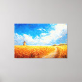 Weizenfeld mit entferntem Windrad Leinwanddruck (Vorderseite)