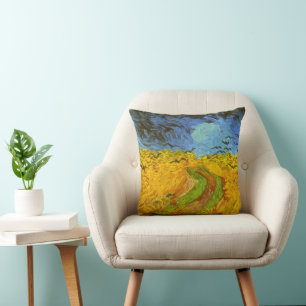 Weizenfeld mit Krähen von Vincent van Gogh Kissen