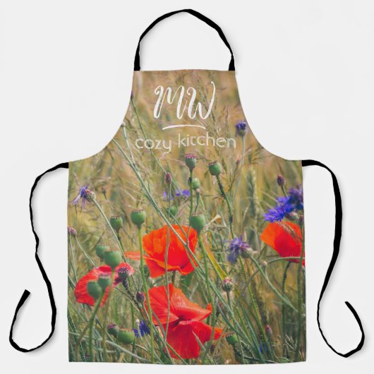 Weizenfeld mit Mohn und Maisblumen Schürze (Vorderseite)