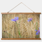 Weizenfeld mit Mohn und Maisblumen Wandteppich Mit Holzrahmen (Vorderseite 2)