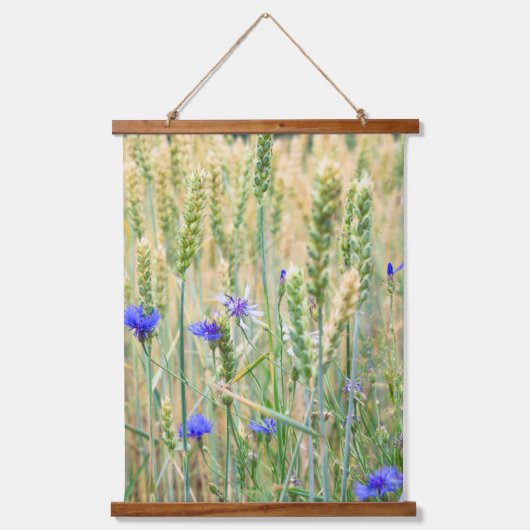 Weizenfeld mit Mohn und Maisblumen Wandteppich Mit Holzrahmen (Vorderseite 2)