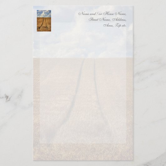 Weizenfeld mit Traktor Tracks Briefpapier (Vorderseite)