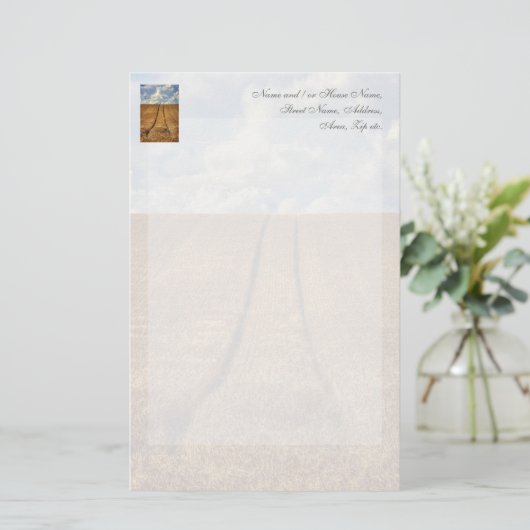 Weizenfeld mit Traktor Tracks Briefpapier (Stehend Vorderseite)