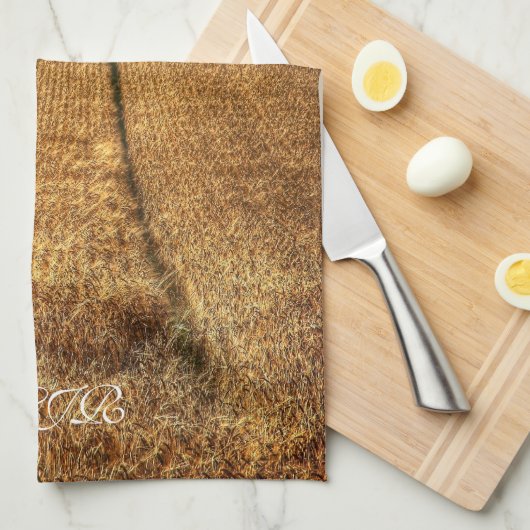 Weizenfeld mit Traktor Tracks Handtuch (Viertel Falte)