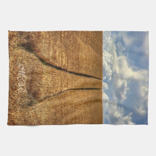 Weizenfeld mit Traktor Tracks Handtuch (Horizontal)