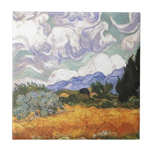 Weizenfeld mit Zypresse von Van Gogh. Fliese