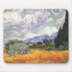 Weizenfeld mit Zypresse von Van Gogh. Mousepad
