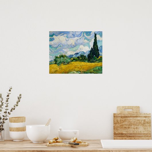 Weizenfeld mit Zypressen (1889) von Vincent Poster (Küche)