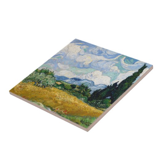 Weizenfeld mit Zypressen Fliese (Seite)