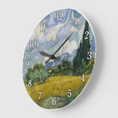 Weizenfeld mit Zypressen Große Wanduhr (Winkel)