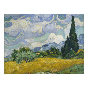 Weizenfeld mit Zypressen, Ölmalerei, Van Gogh Fotodruck