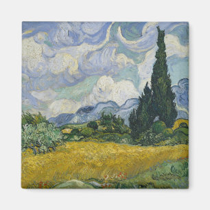 Weizenfeld mit Zypressen, Ölmalerei, Van Gogh Magnet