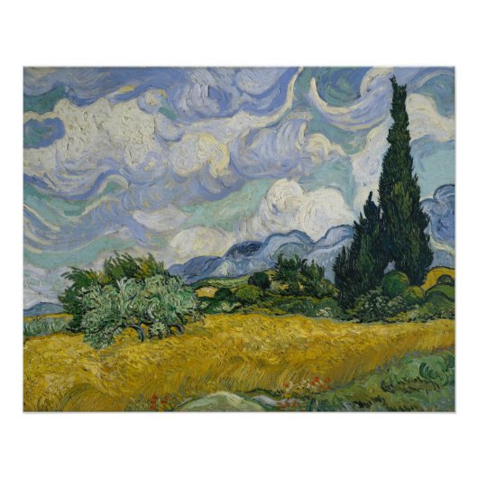 Weizenfeld mit Zypressen, Ölmalerei, Van Gogh Poster (Vorderseite)
