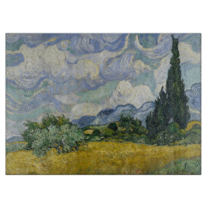 Weizenfeld mit Zypressen, Ölmalerei, Van Gogh Schneidebrett