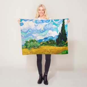 Weizenfeld mit Zypressen, Van Gogh Fleecedecke