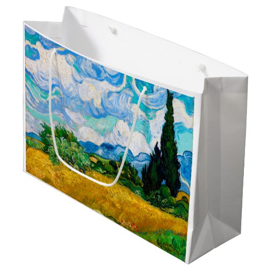 Weizenfeld mit Zypressen, Van Gogh Große Geschenktüte (Vorderseite Schrägansicht)