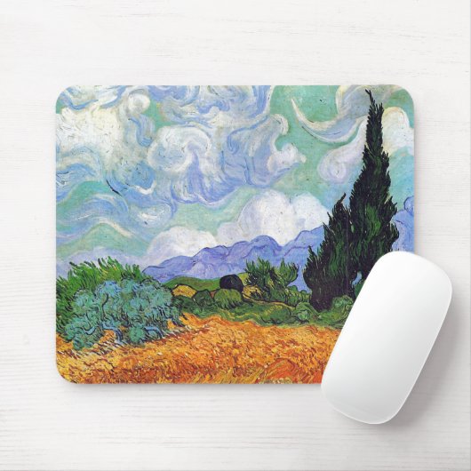 Weizenfeld mit Zypressen Van Gogh Kunsthandwerk Mousepad (Mit Mouse)