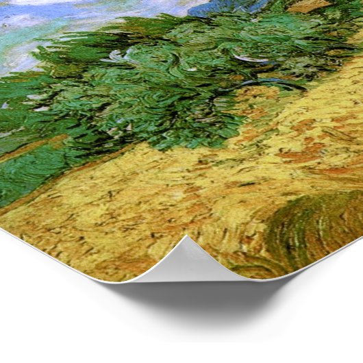 Weizenfeld mit Zypressen Van Gogh Kunsthandwerk Poster (Ecke)