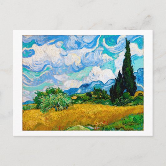 Weizenfeld mit Zypressen, Van Gogh Postkarte (Vorderseite)