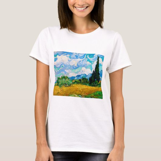 Weizenfeld mit Zypressen, Van Gogh T-Shirt (Vorderseite)