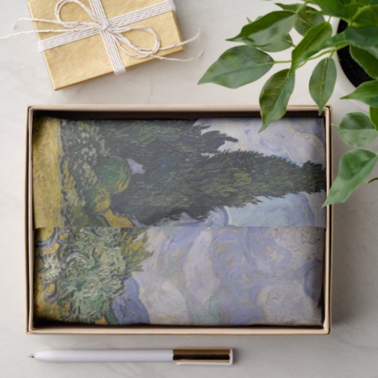 Weizenfeld mit Zypressen Van Gough Decoupage Seidenpapier (Geschenk)